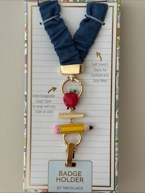 True to Form Teacher Badge Holder elastic necklace lanyard